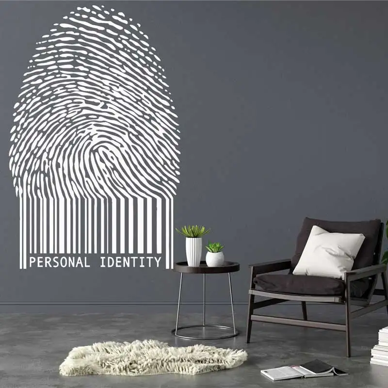 Abstract Art Vinyl Wall Sticker Personalized Personal Identification Name Fingerprint Code Office Home Bedroom Decor Wall Decal