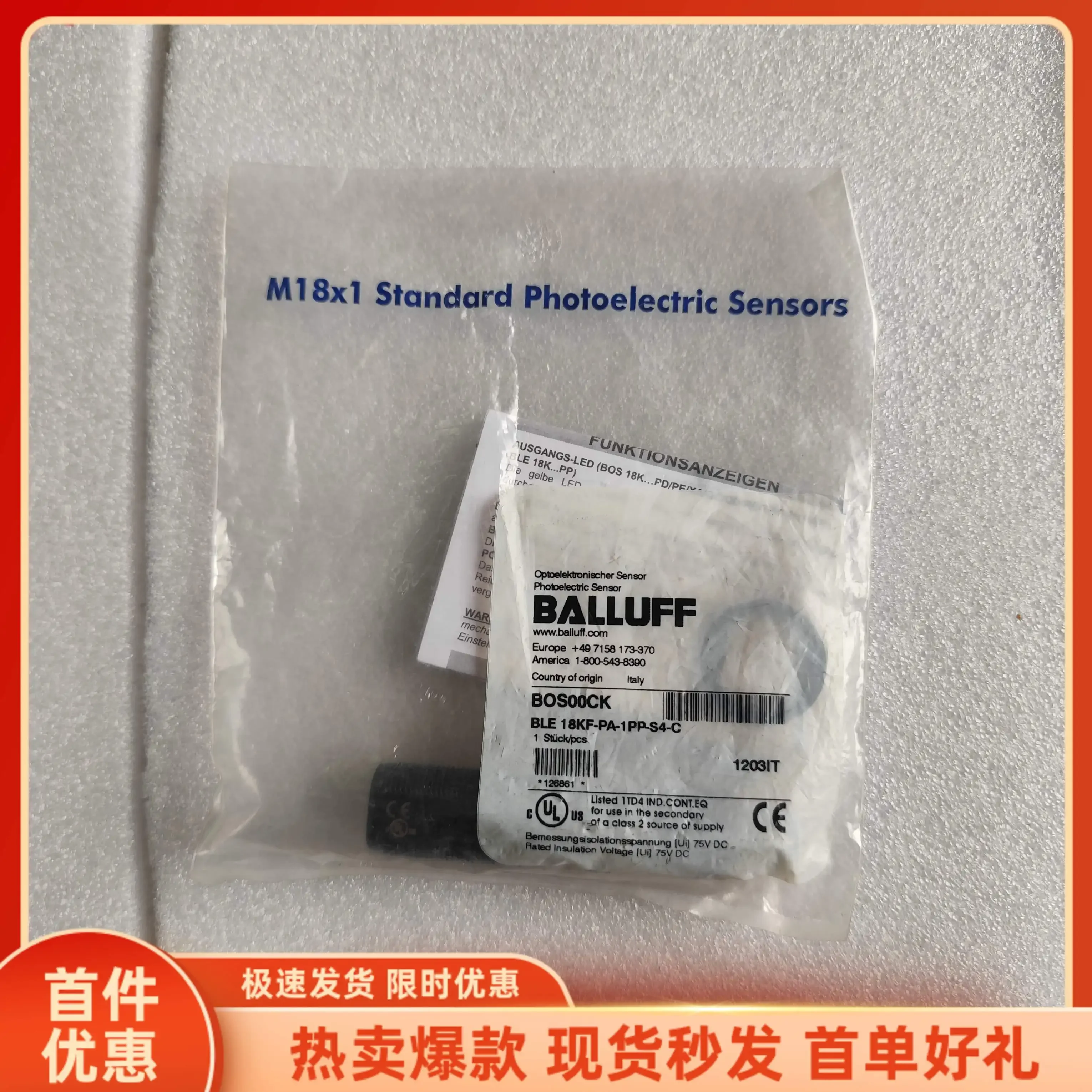 * Spot * Promotion New Balluff Photoelectric Sensor BOS00CK BLE 18KF-PA-1P Will Be Sent On The Same Day.