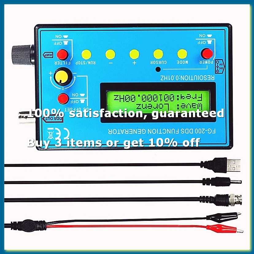 FG-200 DDS Function Signal Generator Frequency Counter 0.01Hz -500KHz Signal Source Module Sine+Square+Sawtooth Waveform-A10G