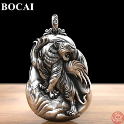 BOCAI S999 Sterling Silver Pendants for Women Men New Fashion Relief Flying Tiger Ethnic Style Jewelry Amulet Wholesale