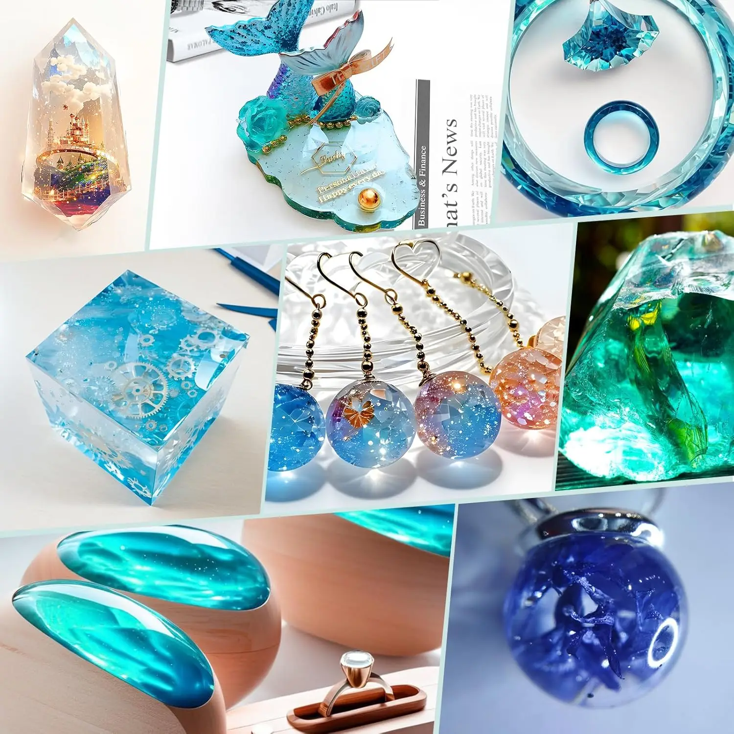 250ml-1000ml Epoxy Resin Casting Kit, Bubble-Free Fast Cure High Gloss Resin, for Jewelry Making, Dried Flower Specimen, Canvas - view 5