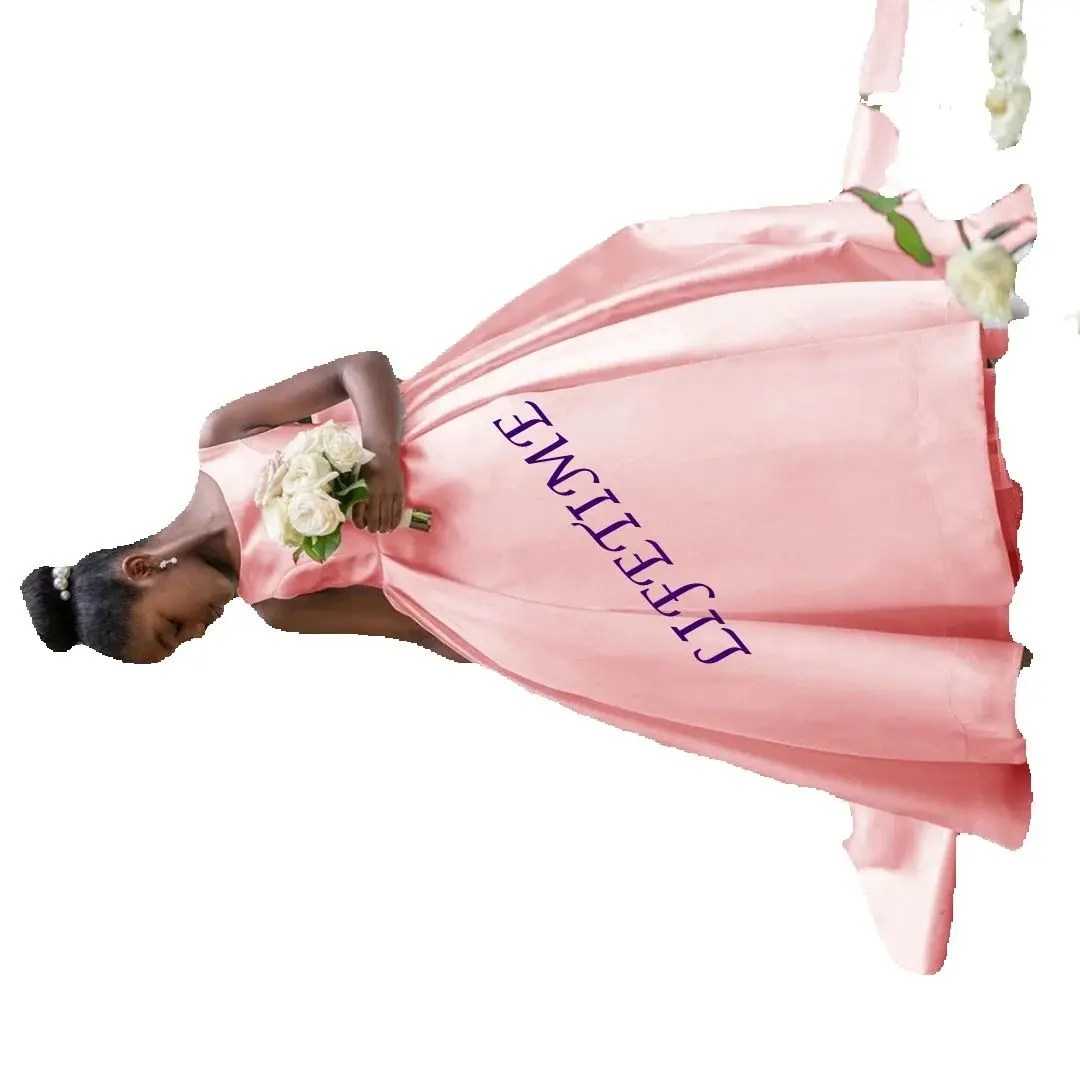 

Простое длинное бальное платье трапециевидной формы с круглым вырезом для свадебной вечеринки, платье с цветочным узором для девочек, платье на тонких бретельках с открытой спиной и бантом для первого причастия, новое