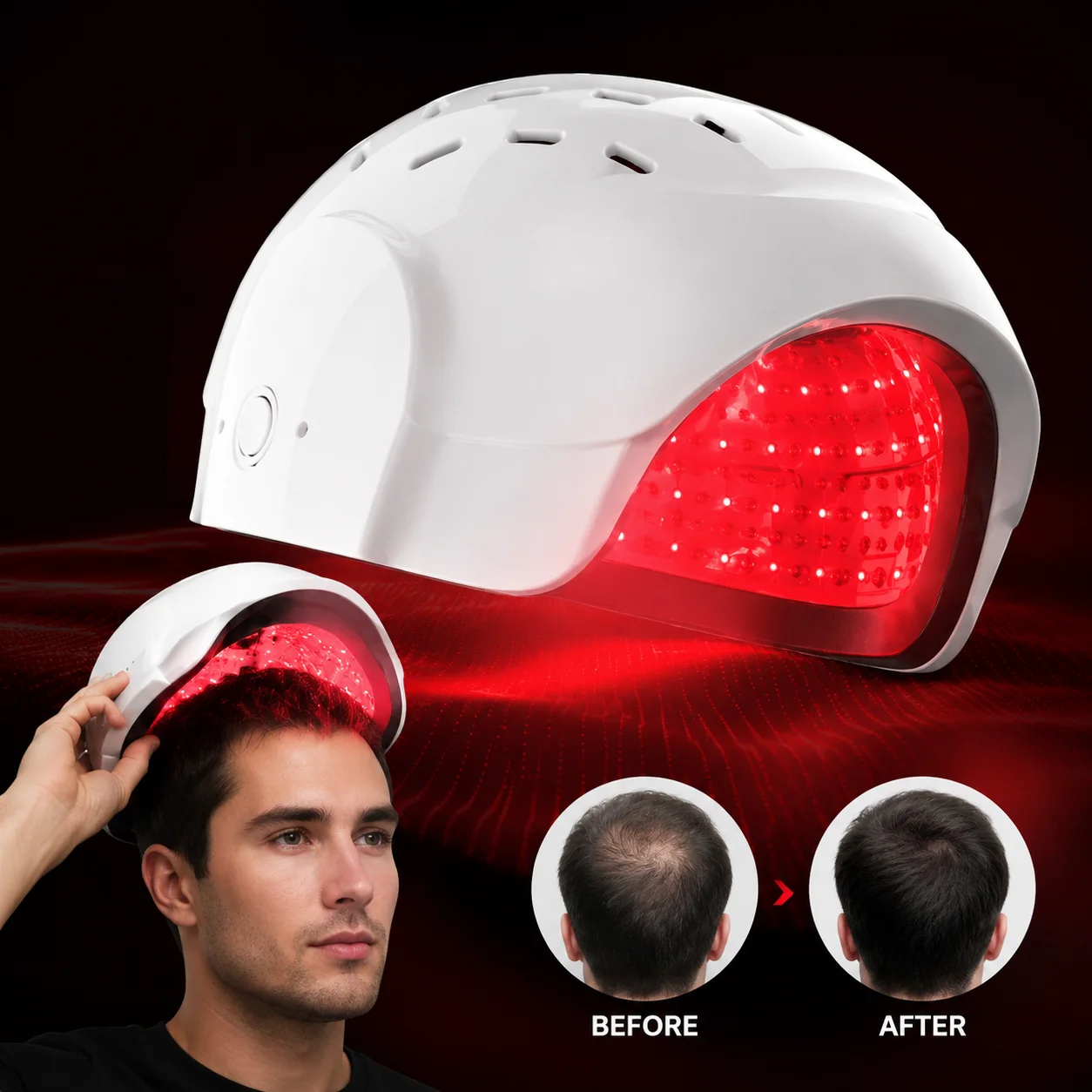 

LED Infrared Helmet Red Light Therapy Hat with 660nm 850nm 210 LED Lights 300pcs Beams for Hair Loss&Hair Growth Cap Device