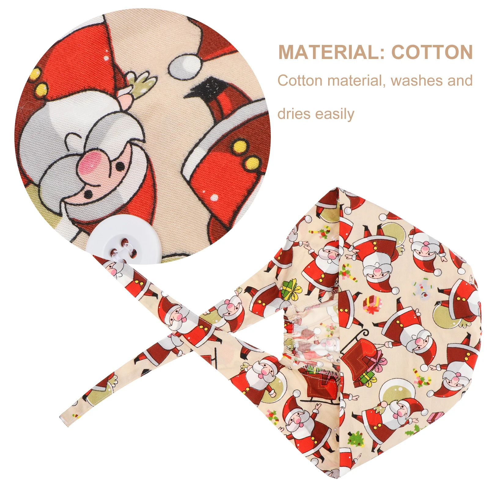 

Хлопковая рабочая шапка с рождественским принтом и пуговицами, пылезащитная шапка для медсестры, красоты, спа, кухонная масляная сажа, устойчивый головной убор
