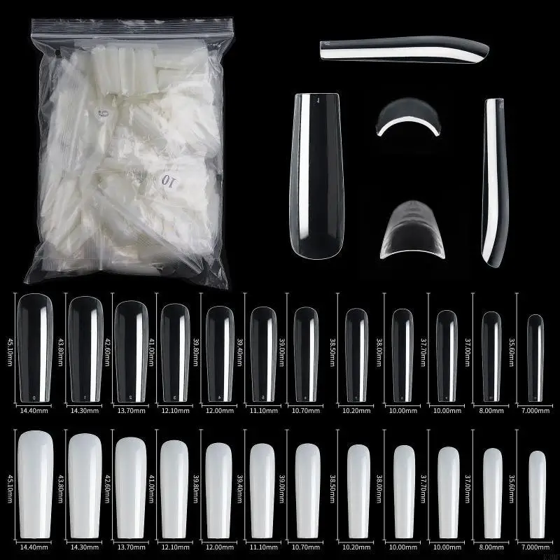 

R3MF 500x Long Square False Nails Full Cover Fake Nails Natural Square Tips