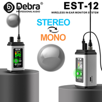 Debra EST-12 UHF Stereo IEM Protable Wireless Dual-channel In-Ear Monitor System Stable Audio Rechargeable 560~590MHz Range 80m