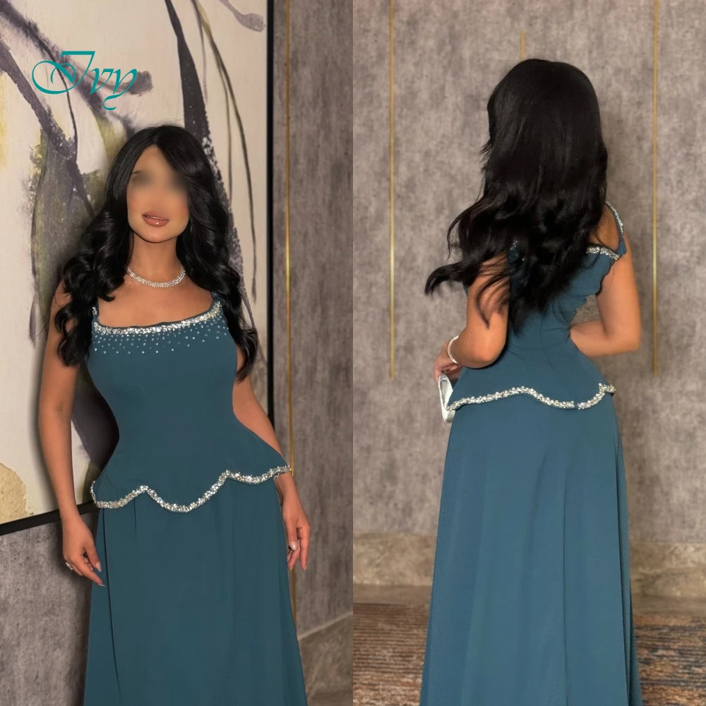 Robe de soirée personnalisée, col carré, sans manches, en mousseline de soie, de haute qualité, robes de bal délicates en cristal