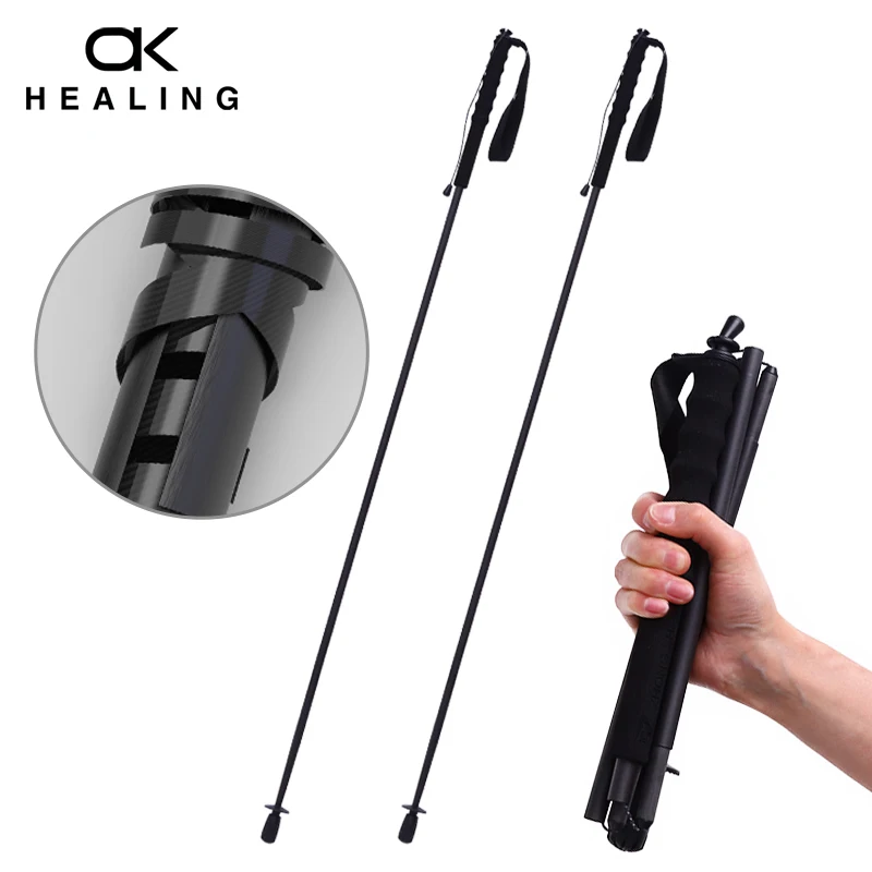 Bastones de Senderismo Plegables de 5 Secciones Ultraligeros de 110 g, Bastones de Fibra de Carbono, Bastones de Trekking, Bastón de Caminar, Equipo de Exterior, Trekking Mujer