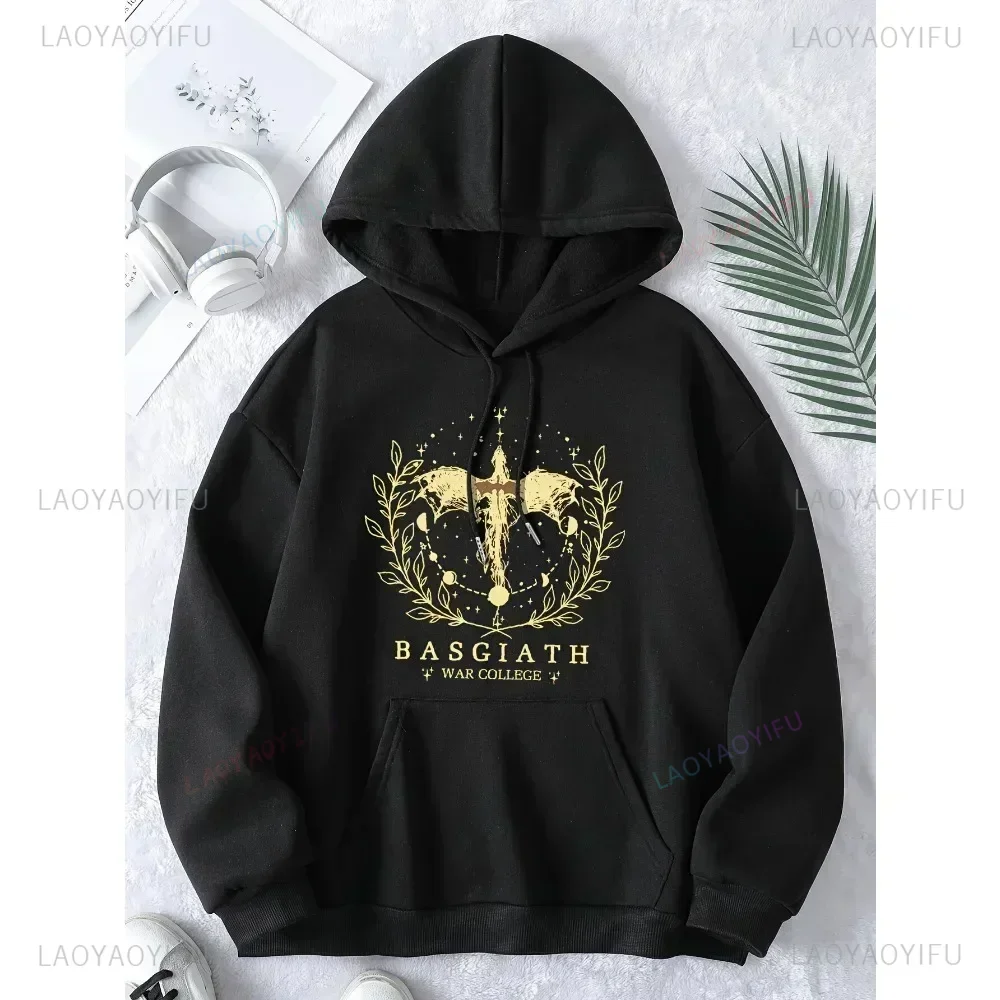 2024 Vintage Fourth Wing Hoodie Dragon Rider Print Basgiath War College Sweatshirt Women Fantasy Bookish Sweatshirts