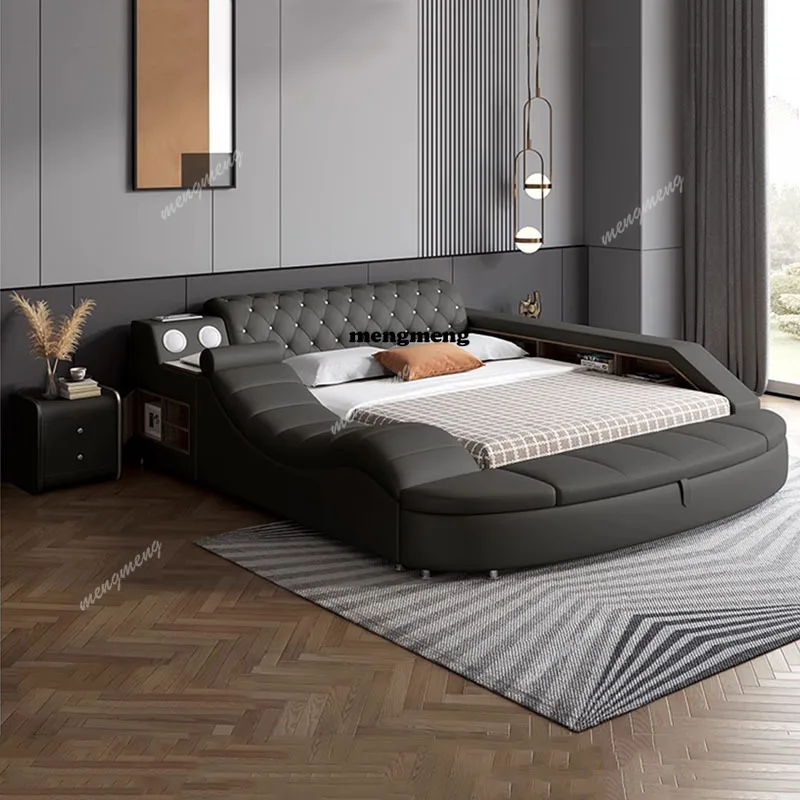 

Multifonction Bedroom Bed Modern Electronic Queen Luxury Bed Couch Storage Space Somieres Y Marcos De Cama Bedroom