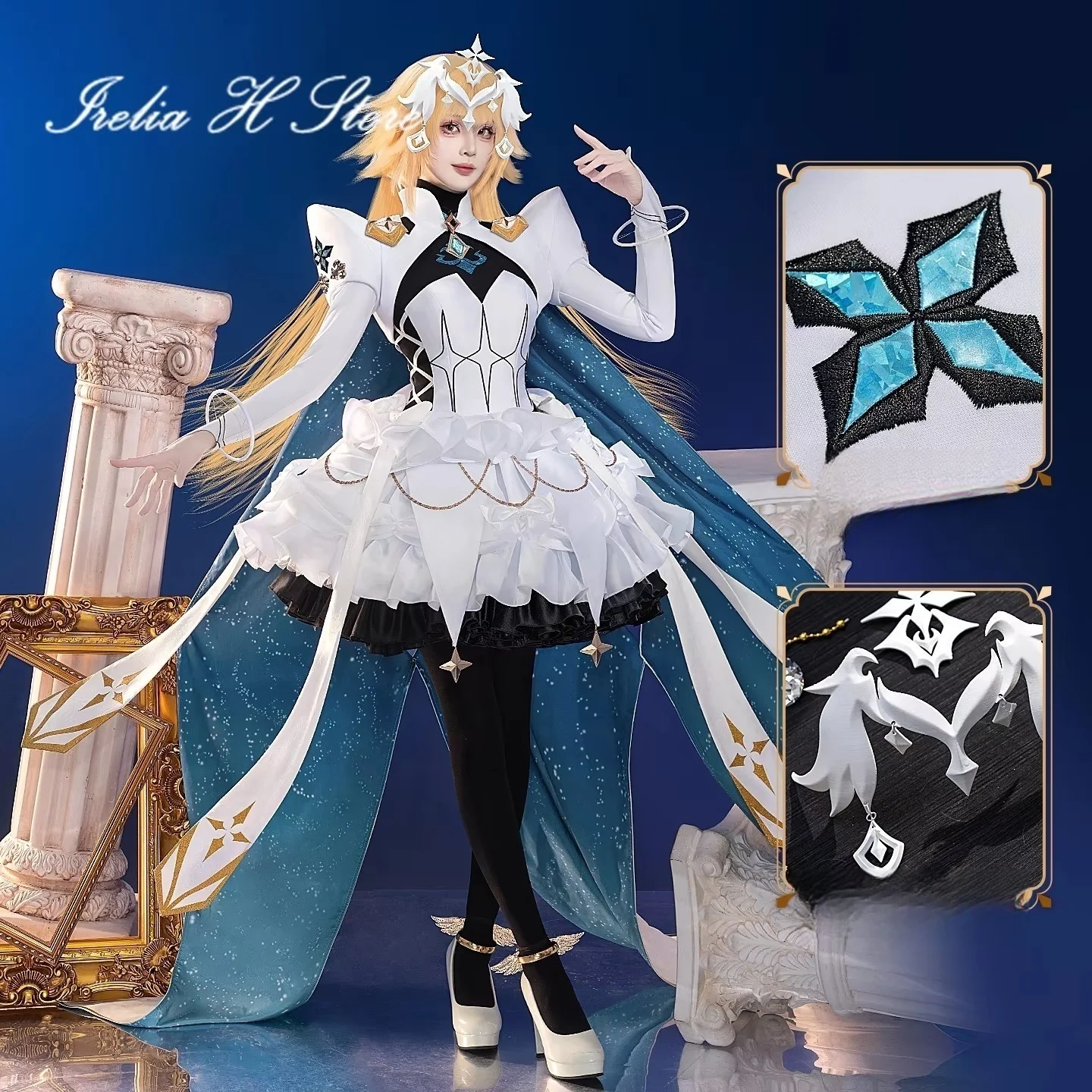 Irelia H Store FGO Cosplay Fate/Grand Order Jeanne d'Arc Cosplay Kostüm Engel Jeanne D'Arc Stage 3 Kleid Halloween Kostüme Damen