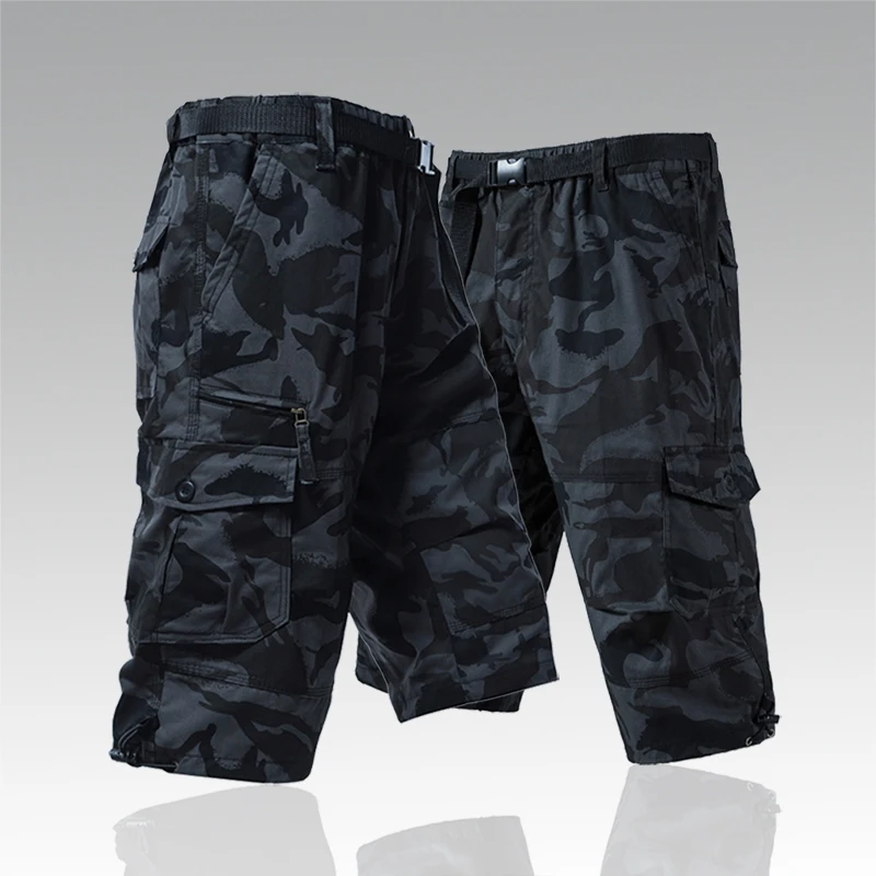 Pantalones cortos de camuflaje para Hombre, Capri de carga por debajo de la rodilla, de secado rápido para exteriores, Y2K, acampada, senderismo y