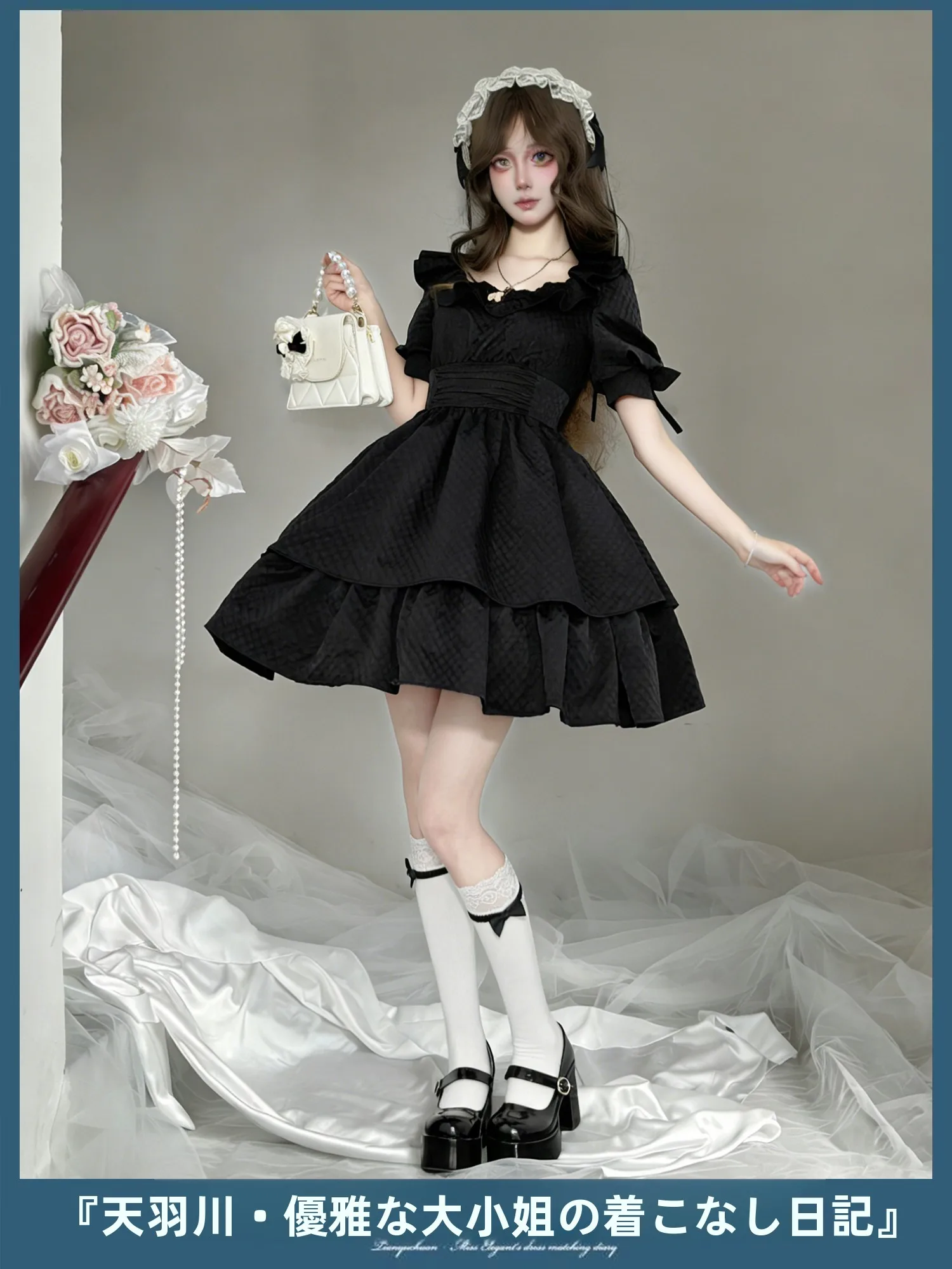 Elegant Short Sleeve Princess Dress for Women Original Design Summer Dress Polite Lady  Design Lovely Skirt by Tianyu River