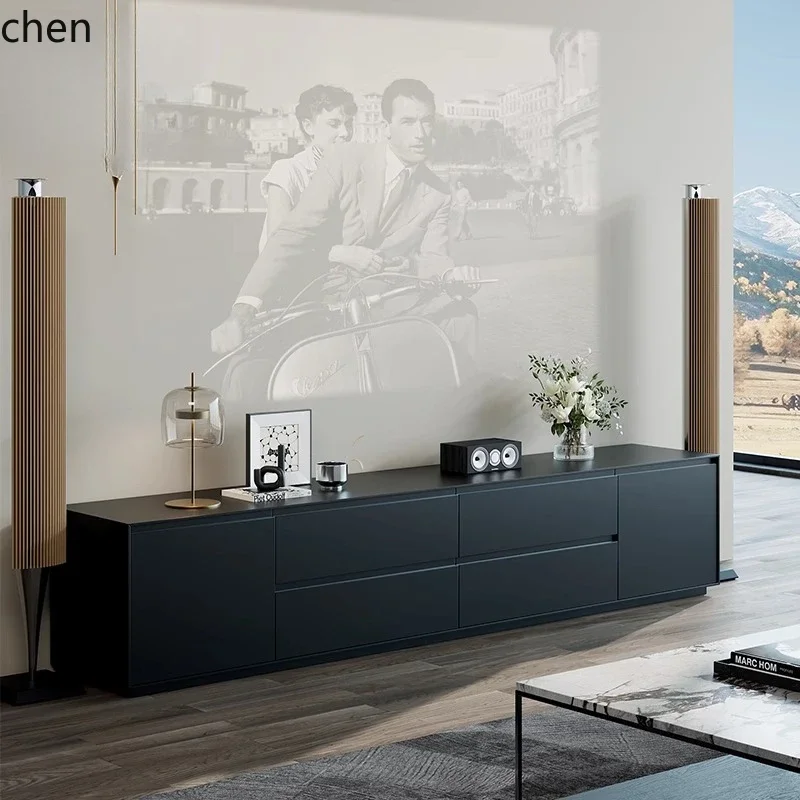 ZMLsimple pure solid wood TV cabinet living room against the wall floor dopamine color locker