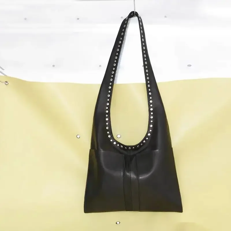 

Retro Rivet Shoulder Bags Autumn Winter Handbag for Women Motorcycle Style Underarm Bag