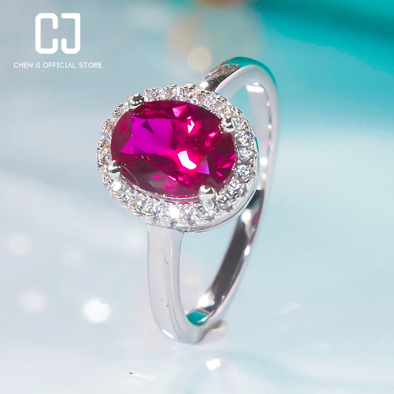 

Trendy Ruby High Carbon Diamond Ring Retro Colored Diamond Platinum Plated Ring For Women Anniversary Gift Wedding Fine Jewelry