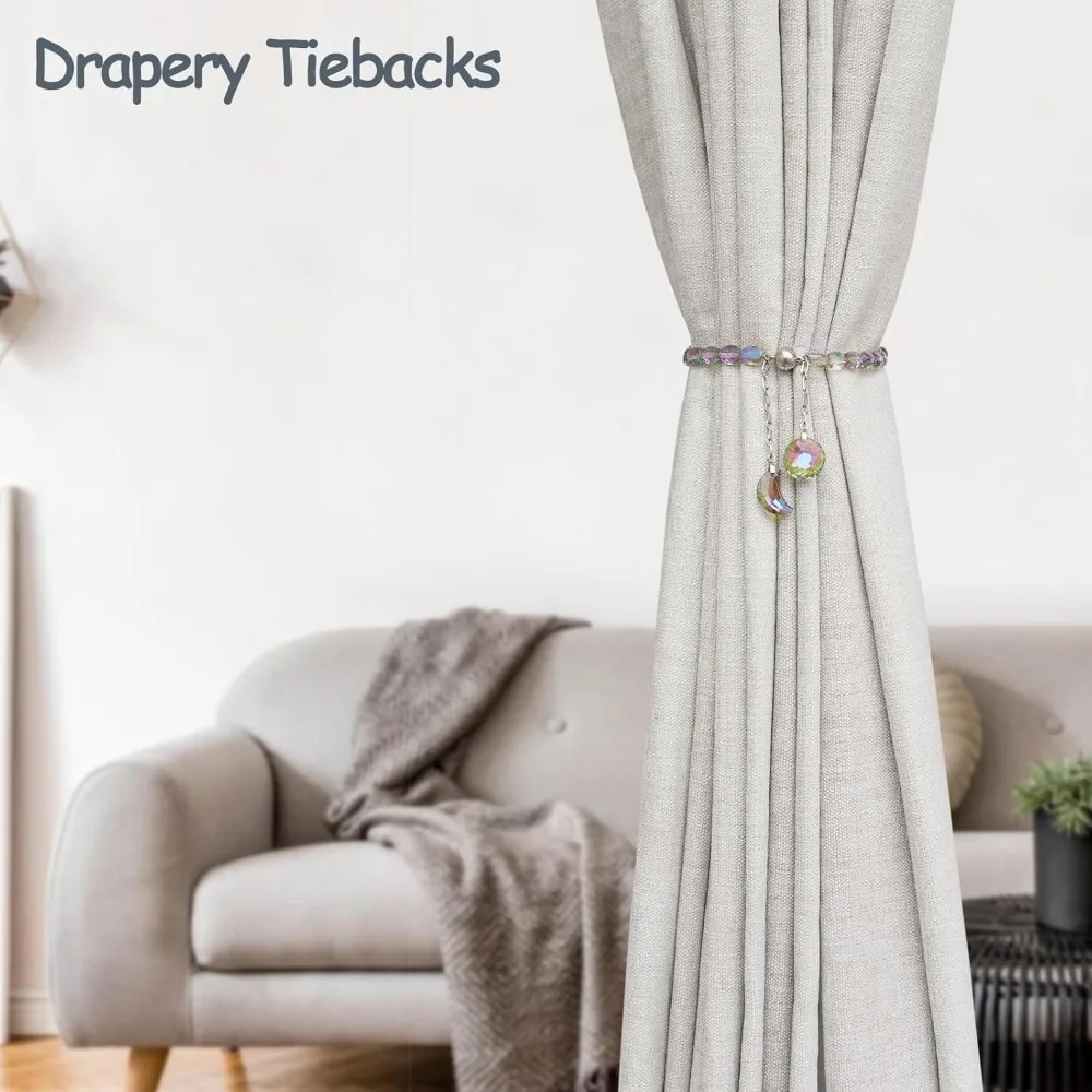 магнитные завязки для штор, комплект из 2 хрустальных бусин, подвески «Солнце и Луна», чехлы/драпены для декора окон, домашнего офиса (ПУ)