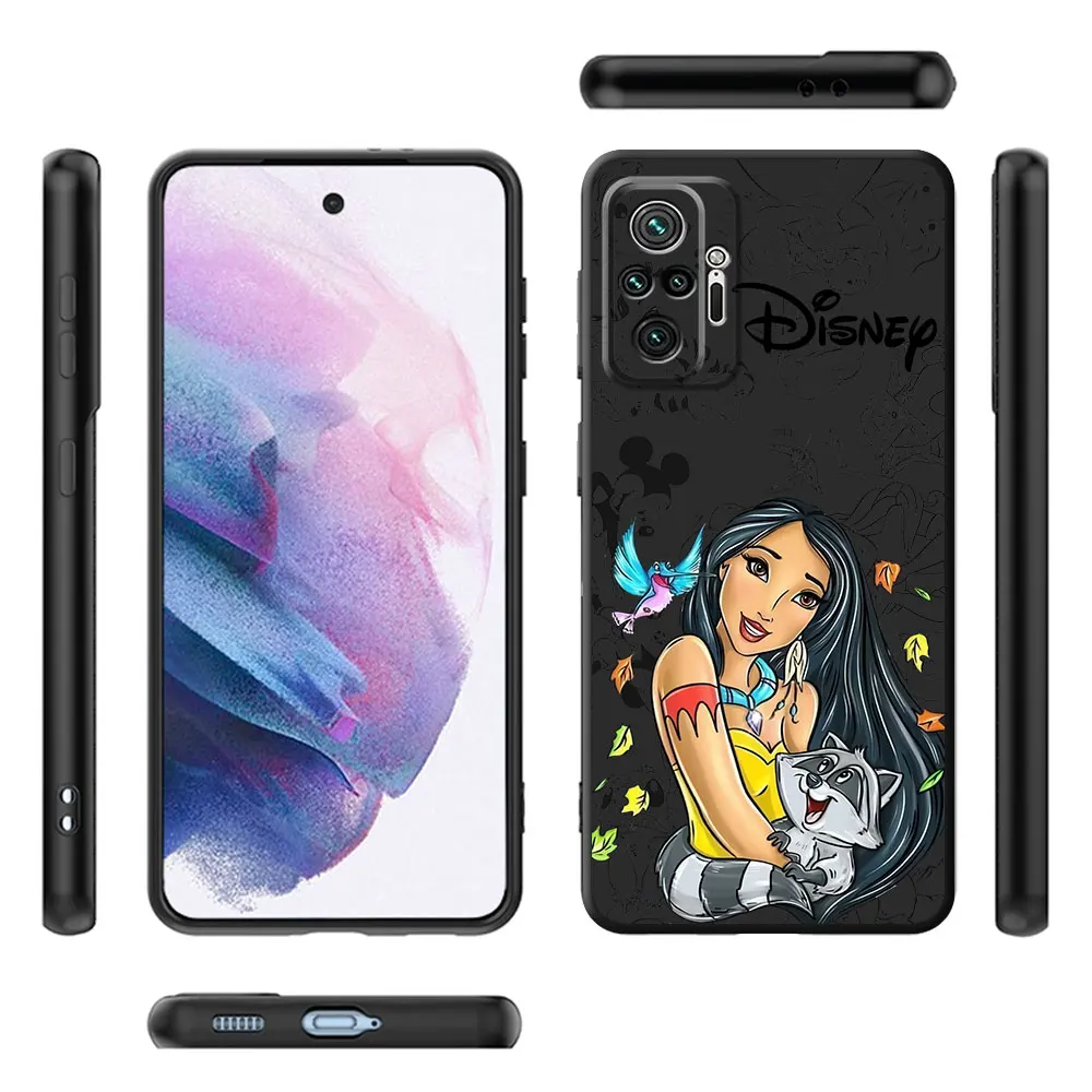 Disney Princess Funda For Xiaomi Redmi Note 11 10 13 Pro Plus 12 9S 9 12C 8 12S 10C 9C 7 13C Black Soft Shell Phone Cover Bumper