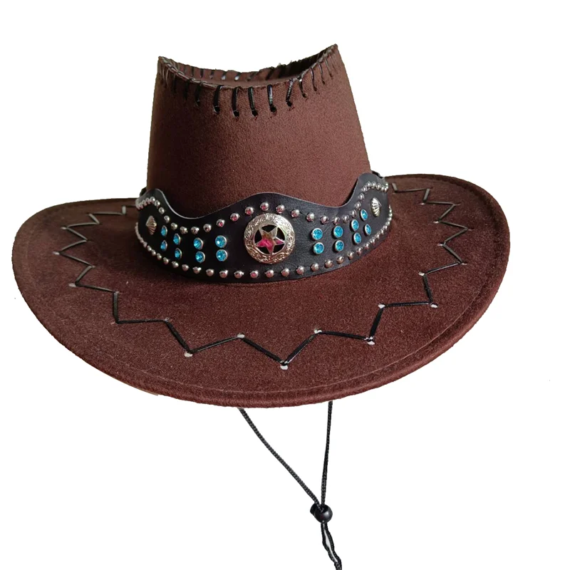 Role playing artificial suede Western cowboy hat retro big edged gentleman cowboy jazz hat holiday party