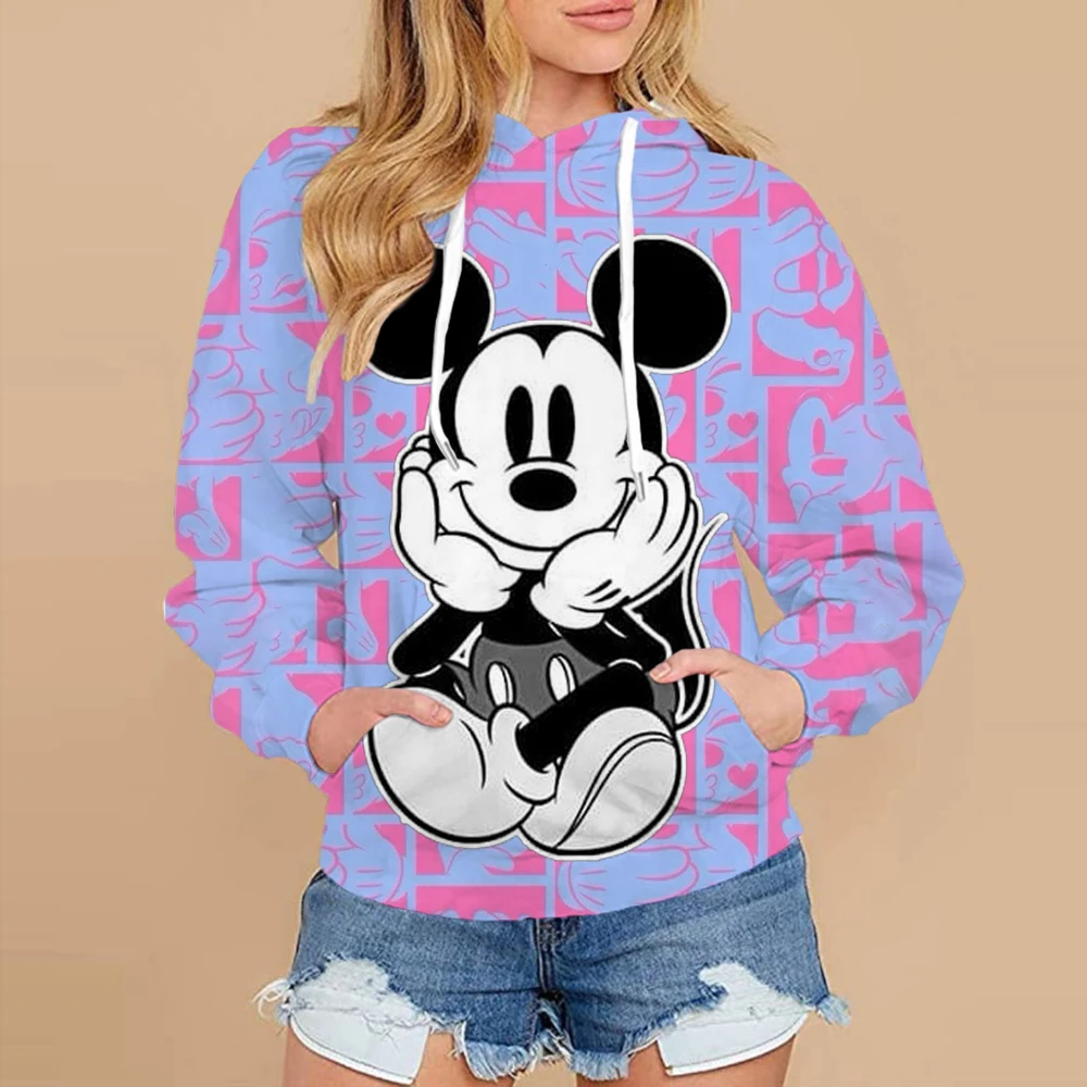 

New Streetwear Hoodie Men's Fall Long Sleeve Harajuku Disney Stitch and Mickey 3D Print Casual Sweatshirt Y2K 2024