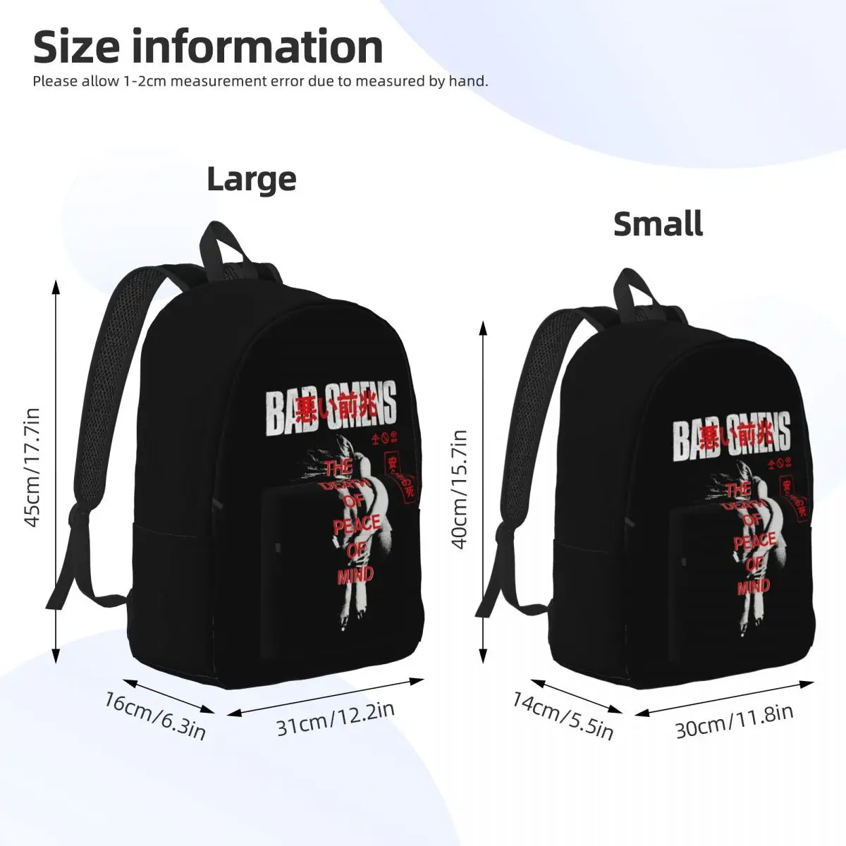 Bad Omens-mochila de Metal para hombre y mujer, bolso de hombro para estudiantes, senderismo, viaje, Universidad