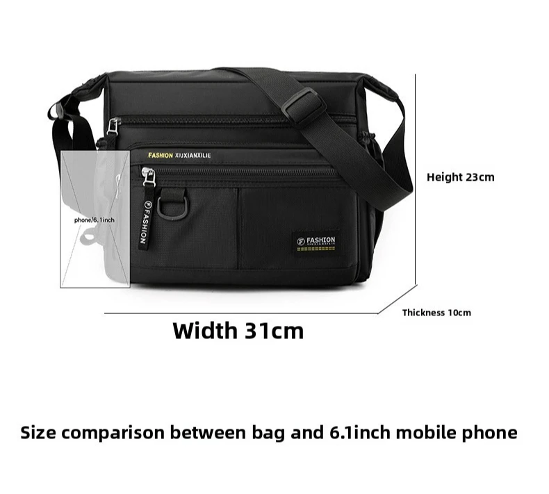 New Men's Single-shoulder Bag, Large-capacity Water-resistant Crossbody Bag, Fashionable and Casual Travel Bag, Loose Change Bag