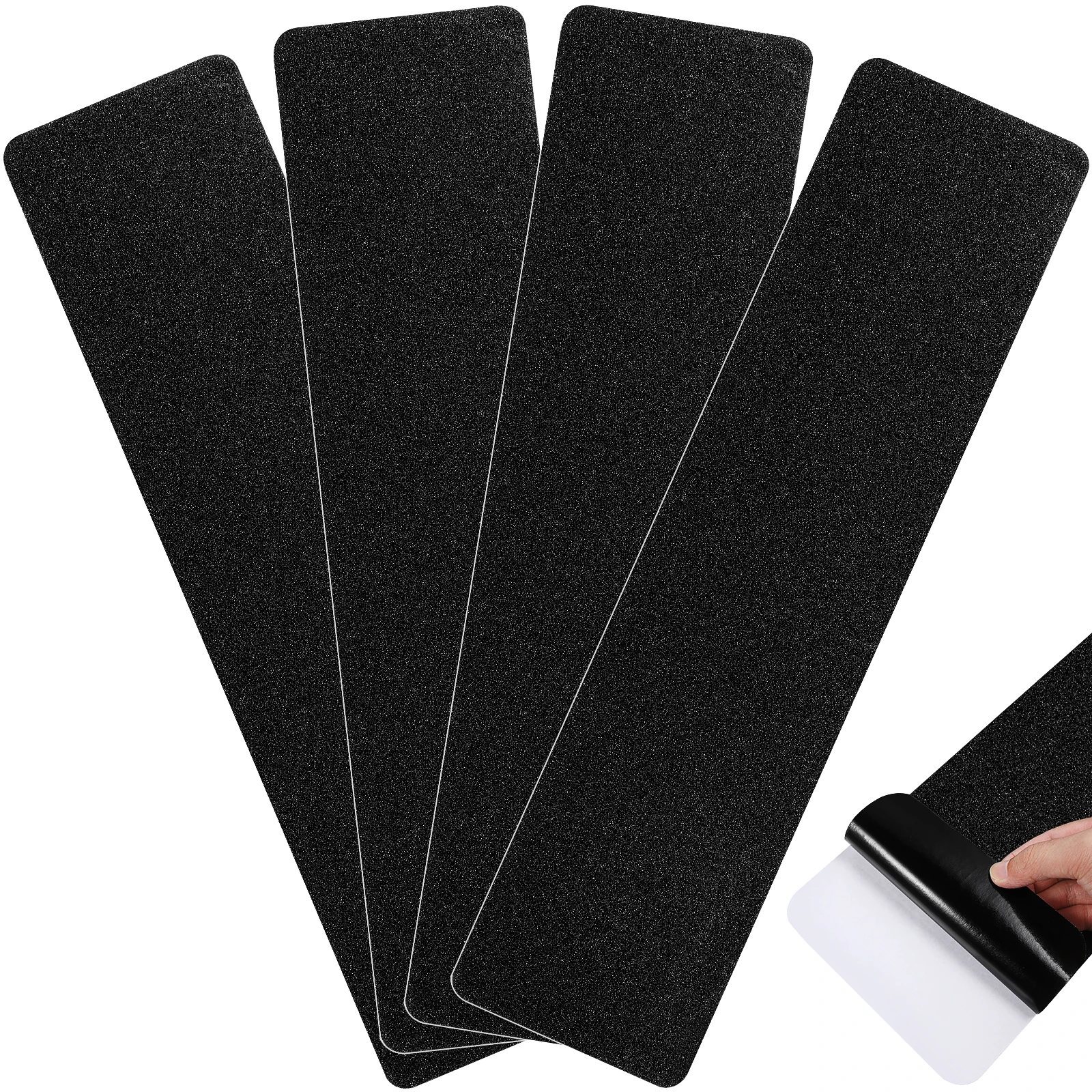 

4 Pcs Anti Skid Tape Black PVC Non Slip Stair Treads Waterproof Tapes for Steps Outdoor Stair Nonslip