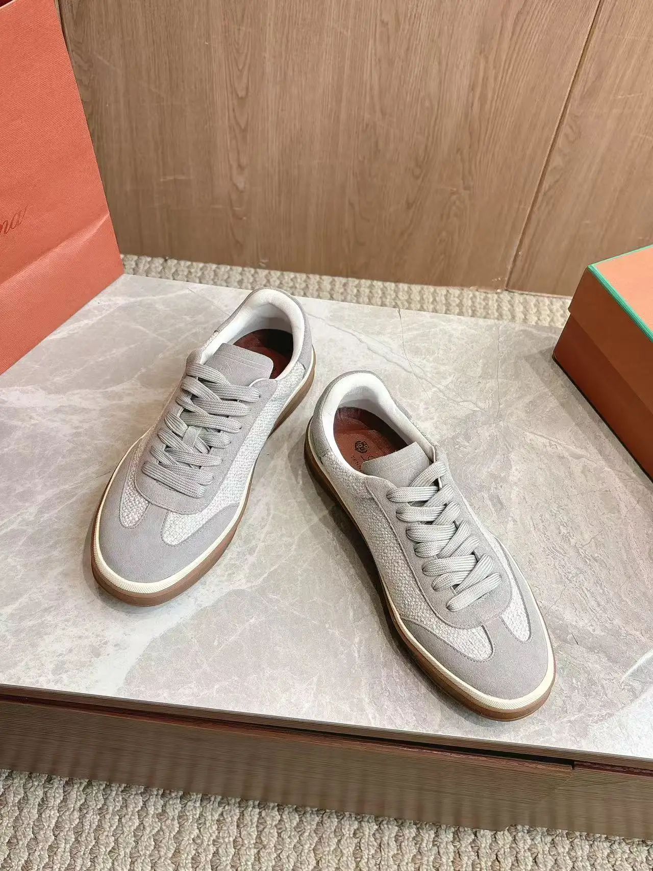 

Luxury Leather Dequn oes LP New Lotus Fiber Genuine Leather Casual Low Top Flat Bot Men's oes Briti Sle round Toe