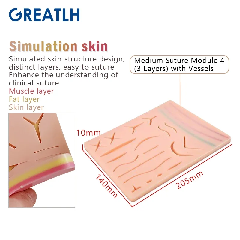 Skin Suture Practice Pad with Wound Silicone Suture Practice Pad Medical Training Model