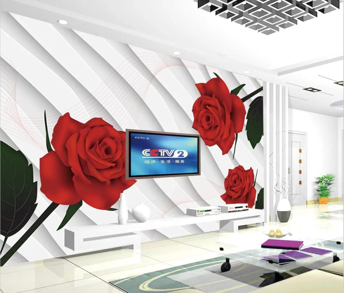 

beibehang custom papel de parede 3D Red rose wallpaper home decor art wall covering 3D mural wallpapers for living room bedroom