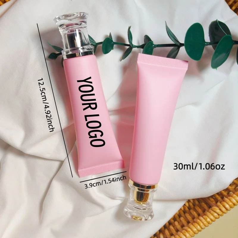 【ロゴカスタム】50個 カスタマイズされた30gフロストピンクホース、ゴールド/シルバーウエストクロージャー付き、アクリルカバー、インナープラグ付き、少量生産