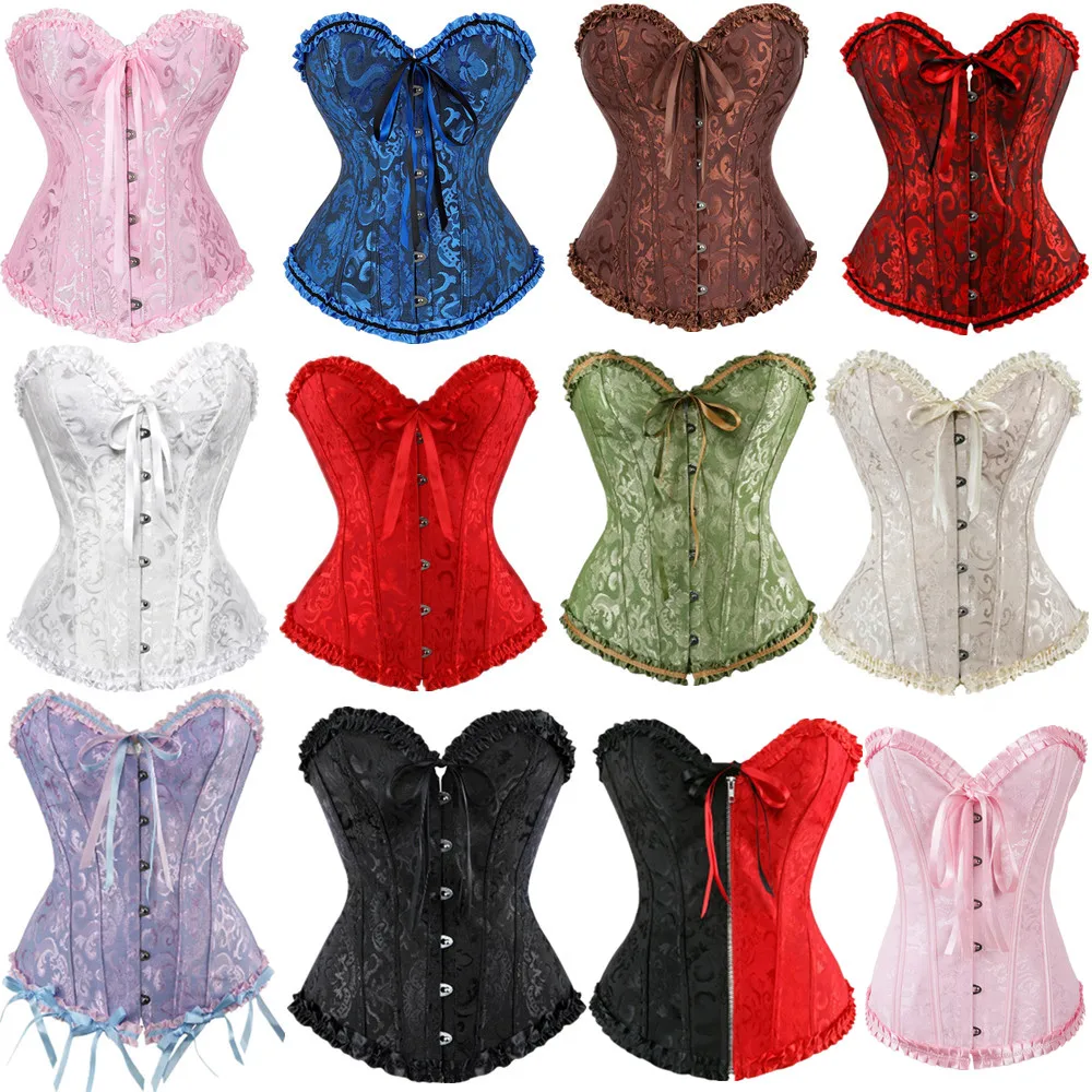

Women Sexy Corsets Bustiers Top Corset Shapewear Lingerie Overbust Corselet Plus Size Floral Brocade Corsetto Vintage Plus Size