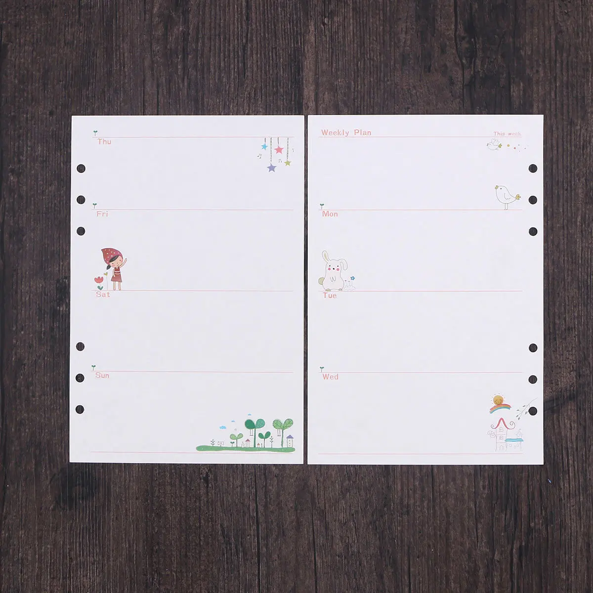 

1Pcs A5 Size Colorful Loose Leaf Paper Refills 6 Holes Planner Notebook Paper Refills for Spiral Bound Notebook Weekly