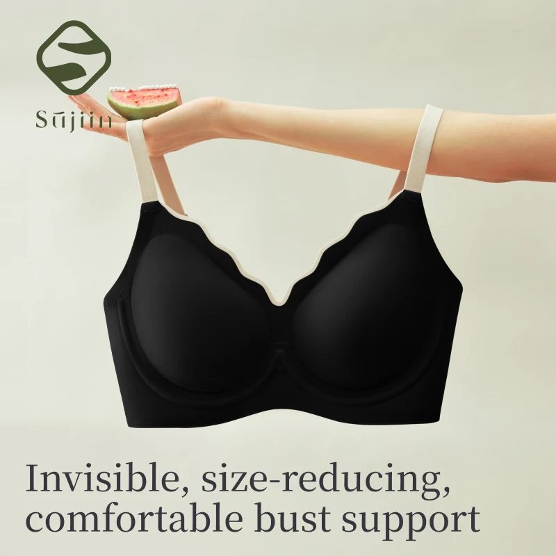 SUJIIN Plus Size Push Up Underwire Bra for Women Summer Seamless Smooth Minimizer Bras Ladies Breathable Thin Bralettes XM016