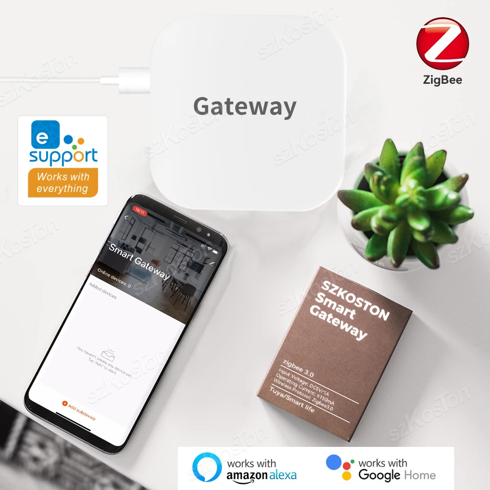 Zigbee Gateway Hub Smart Home Wireless Wired Bridge eWeLink App Remote Control Automation Device Works with Alexa Google