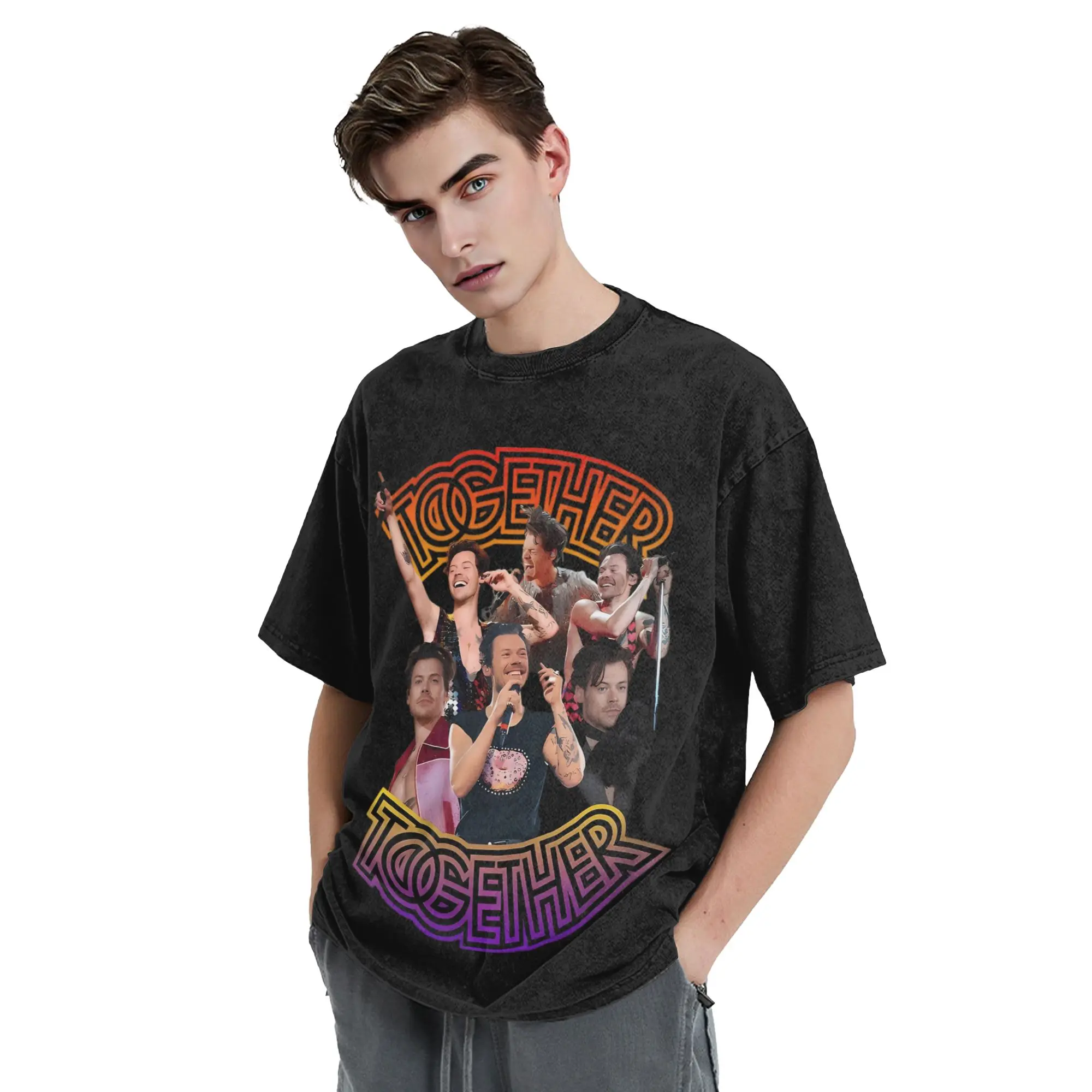 Harrys Styles Kiss All The Time Disco Occasionally  Washed T Shirts Streetwear T-Shirts Tee Shirt for Men Women Short Sleeve