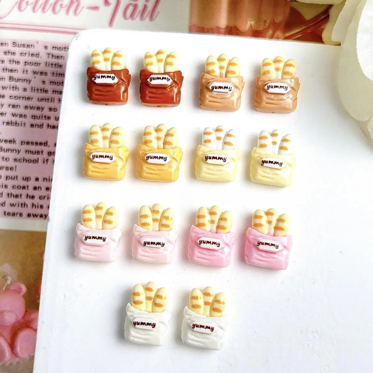 Kleurrijke Simulatie Baguette Nail Art Charms Schattig Creatief Frans Brood Crème Lijm Nageldecoraties voor DIY Telefoonhoesje Nagels