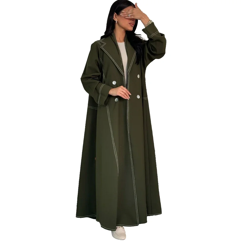 

Мусульманский плащ, двубортный модный длинный пуговицы, абайя, Дубай, кафтан, кимоно, платье макси, кафтан, марокаин, женский халат Kebaya