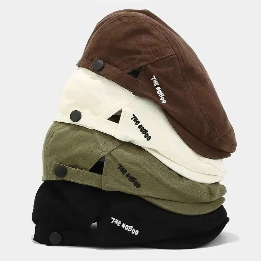 Gorro de boina de algodón bordado informal, gorra plana Vintage suave y reversible para vendedor de periódicos, para mujeres, hombres, uso diario al aire libre, sombreros elegantes