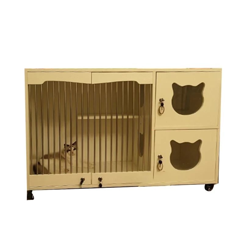 Protection Material Pet Cat House Wooden Luxury Pet House Solid Cat Litter Box Enclosure Cage