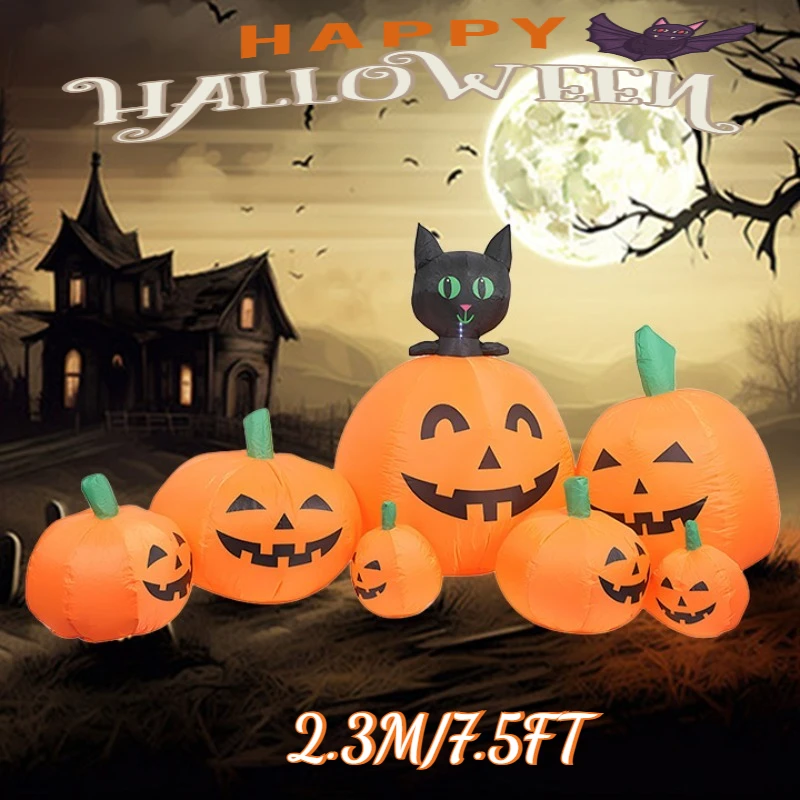 

7.5FT Inflatable Toys Pumpkins Cat Halloween Decorations Party Inflatable Model Outdoor Garden Horror Props Halloween Decor