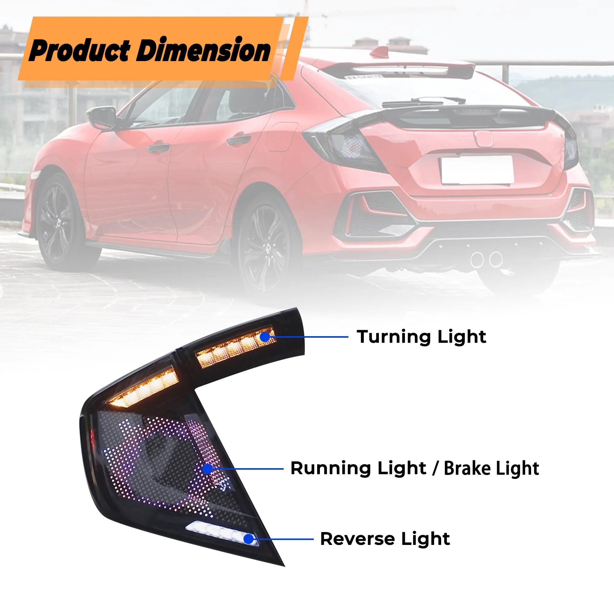 

RGB цифровой для Honda Civic Hatchback FK7/8 2016-2021 комплект задних фонарей светодиодный задний стоп-сигнал