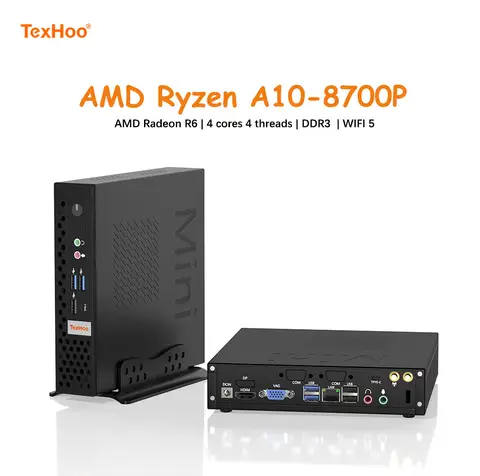 TexHoo Mini PC Gaming Computer Intel Core i5 i7 3520M  A10 A12 Processor Win10 Pro DDR3 WiFi Commercial Office Desktop Computer