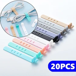 20pcs Silicone Data Cable Winder Headphone Clip Organizer Cord Ties for Power Mouse Keyboard Charger Desktop Organizador Cables