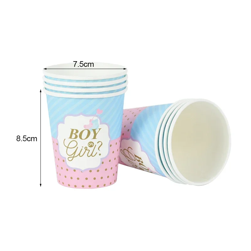 49 pezzi ragazzo o ragazza Gender Reveal Set di stoviglie usa e getta piatto di carta tazza tovagliolo Banner Baby Gender Reveal forniture per decorazioni per feste