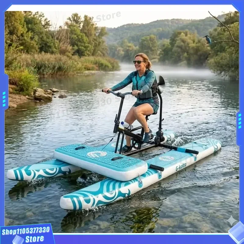 Favorite Inflatable Water Bike 1 Person Pedal Water Bicycle Waterfront Recreation Paddle Boat Seats Children Custom Wholesale