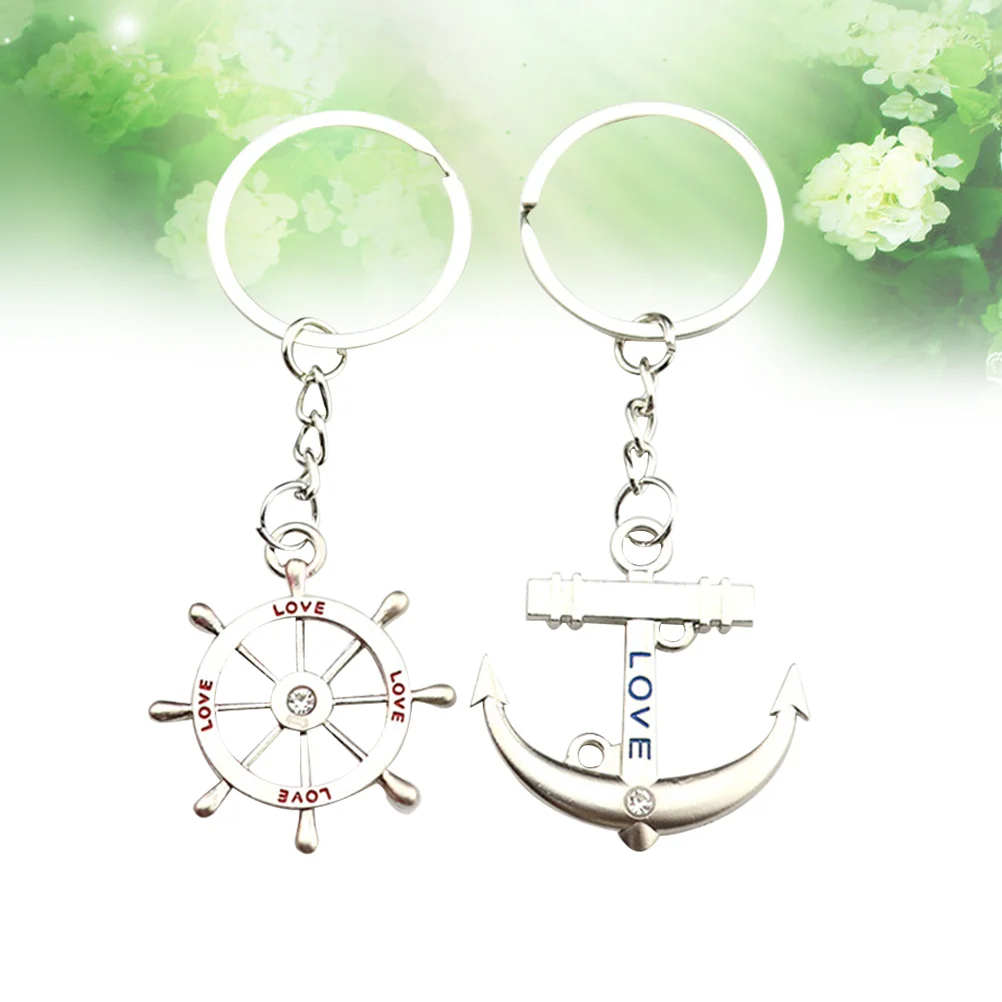 Keychain for Special Occasions Lovers Gift Ring Rudder Anchor Tarnish Resistant Couple