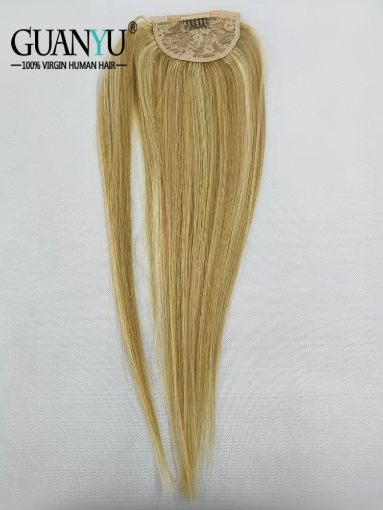 P27/613 Color Straight Human Hair Drawstring Ponytail Extensions Wrap Around Bundles Brazilian Remy Hair 150G 10-30 inch view 5