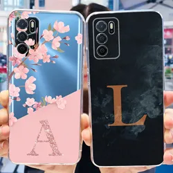 For OPPO A16 Case CPH2269 OPPO A16S Cover Fashion Flower Letters Soft Clear Back Cover For OPPO A54S CPH2273 A 54S OPPOA54s Capa