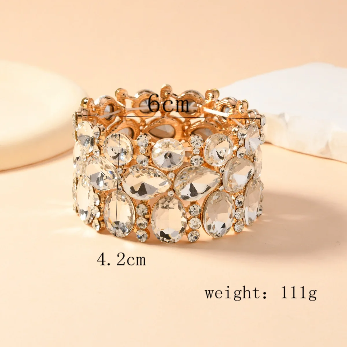 Ladies\' Elastic Bracelet Water Droplet Colorful Rhinestone Bangles